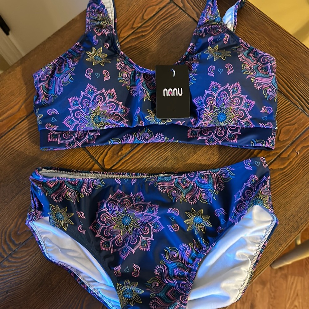 BNWT NNNU Navy Mandala Scoop Neck Bikini